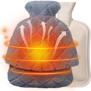 2 liter warmwaterkruik - pluche voetwarmer en handverwarmer met overtrek - verlichting van pijn en menstruatiekrampen
