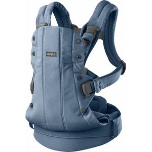 BabyBjörn Draagzak Harmony - Geweven mélange - Blauw - Buikdrager - Rugdrager - Ergonomisch - Zachte details