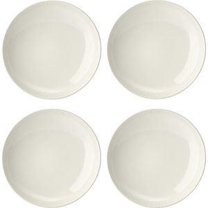 Mikasa Cranborne 4-delige pastakommen, servies voor 4, set van 4 crèmekleurige aardewerken pastakommen, 24 cm grote eetkommen - magnetron- en vaatwasmachinebestendig