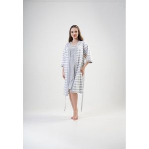 Vienetta - 2 Delige zwangerschaps Dames Pyjama Set, Grijs - XL