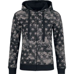 R.E.D. Rock-Engineered Design Zwarte hoodie met een all-over sterrenprint - Dames - S