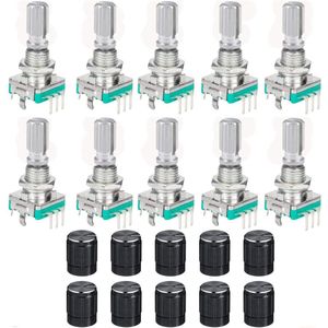 10 set 360 graden roterende coder 5-pins EC11 audio digitale potentiometer roterende encoder module met schakelaar en draaiknop voor auto-elektronica multimedia-audio.