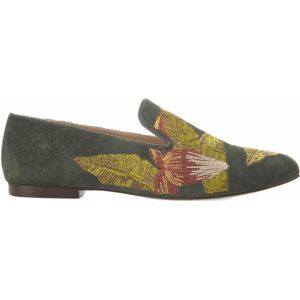 Mangará Canela Dames schoenen - leer - handgemaakt - borduursel - groen - maat 39