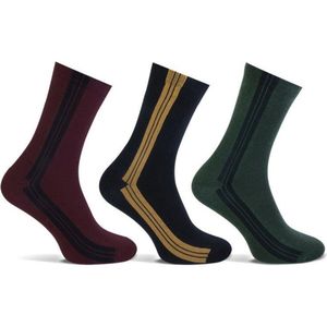 Damessokken | Fashion sokken | Maat: 36-42 | Kleur: Rood / Zwart / Groen | 3 Paar