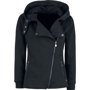 R.E.D. Rock-Engineered Design Zwart sweatjack met capuchon in bikerstijl - Dames - 5XL