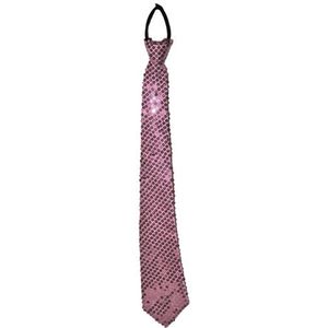 Toppers - Funny Fashion Carnaval verkleed stropdas met glitter pailletten - lichtroze - polyester - heren/dames