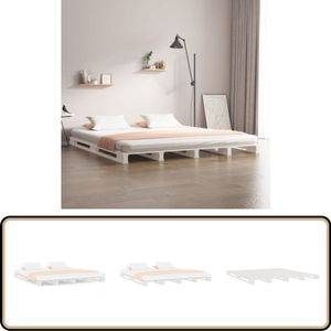 vidaXL Palletbed - Massief Grenenhout - Wit - 120x200 cm Palletbed - Massief Hout - Grenenhout - Wit - Bed