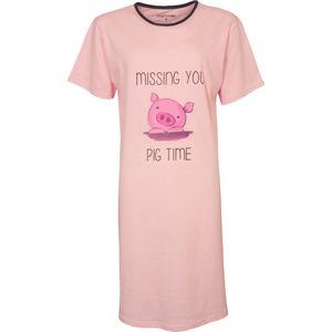 Temptation Dames Nachthemd - Bigshirt - Katoen - Roze - Maat S