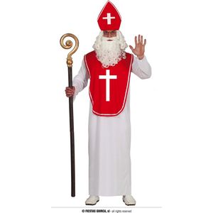 Guirca - Sinterklaas Kostuum - Sinterklaas Is In Het Land - Man - Rood, Wit / Beige - Maat 52-54 - Sinterklaas - Verkleedkleding