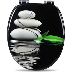 Happyment Antibacteriële Toiletbril - Met Softclose - Universeel - Toiletbrillen met kiezel print - WC Bril - Toiletzitting