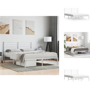 vidaXL Bedframe - Klassiek design - Robuust staal - Met opbergruimte - Wit - 207 x 166 x 90 cm - Bed