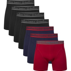 Comfortabel & Zijdezacht Bamboo Basics Rico - Bamboe Boxershorts Heren (Multipack 7 stuks) - Onderbroek - Ondergoed - Zwart, Navy & Rood - XXL