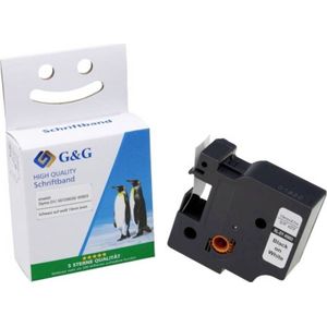 Etiketteertape - Wit met Zwart - 19 mm x 7 m - Compatibel met Dymo D1 en 45803