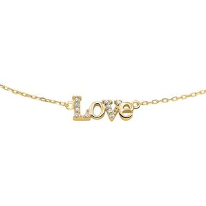 The Jewelry Collection Ketting Love 40 + 4 cm - Geelgoud Op Zilver