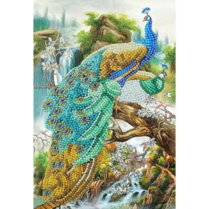 Crystal Art kit® Notebook schrift harde kaft Peacock Waterfall 26 x 19 cm