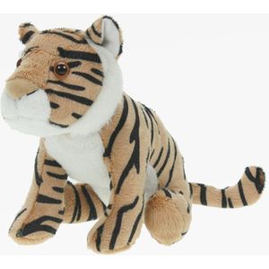 Pluche tijger knuffel bruin 23 cm speelgoed knuffeldier - Tijgers dieren knuffelbeesten/knuffeldieren