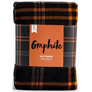 ESSEX - Knuffeldeken - Grijs - 150 x 200 cm - Wollige Deken met Grafische Print