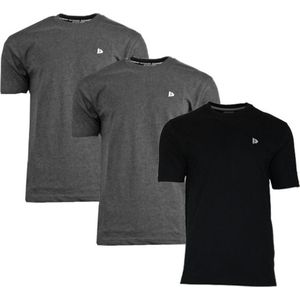 3-Pack Donnay T-Shirt (599008) - Sportshirt - Heren - Charcoal marl/Black/Charcoal marl - maat 3XL