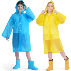 Regenponcho kinderen herbruikbaar - waterdicht regencape capuchon mouwen EVA-kunststof - ademend regenbescherming meisjes - 2 stuks