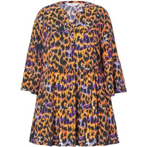 Angel of Style Angel of Style - Dames - Tuniek gekleurd luipaardpatroon volants - Oranje - Maat 44