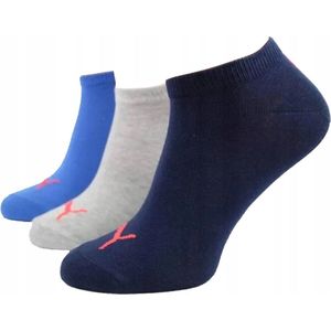 Puma - unisex - Sokken heren - Maat 39 - 42 cm - ( 3 - paar ) Sokken mannen - Sportsokken - Sneaker - Lichtblauw, Grijs, Donkerblauw