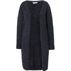 Janet & Joyce - Dames - Lang vest open model grof breisel - Zwart - Maat 42+