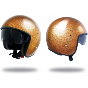motor jethelm omhoog slim glitter goud voor mannen vrouwen omhoog maat xs 53-54cm nieuw