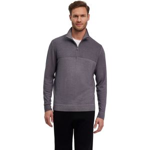 FALKE Basic Mock Zip Gmt Dye Structure zachte elegante wol trui heren grijs - maat M
