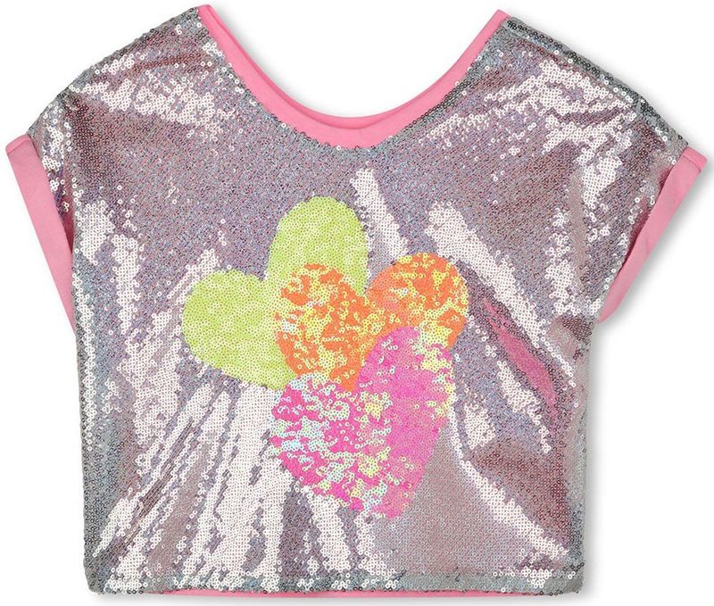 Billieblush - U20879 - T-shirt - Zilver - Korte Mouwen - Meisjes