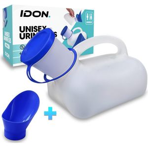 IDON® Urinaal - Plasfles - Plastuit - Urinoir - 1 Liter Inhoud - Urinefles - Mobiel Toilet - Urinaal Mannen - Urinaal Vrouw - Urinaal Unisex - Lekvrije Deksel