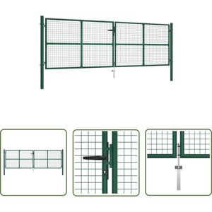 The Living Store Gaaspoort 390x125 cm staal groen - Tuinpoort - Gaashek - Tuingrens - Privacy Scherm - Buitenaansluiting