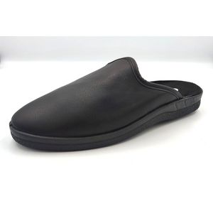 Heren instap pantoffels - stevige huis schoenen voor mannen - muil met harde zool met goede grip - zwart - maat 40