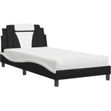 vidaXL - Bed - met - matras - kunstleer - zwart - en - wit - 100x200 - cm
