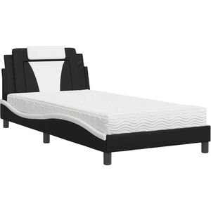 vidaXL - Bed - met - matras - kunstleer - zwart - en - wit - 100x200 - cm