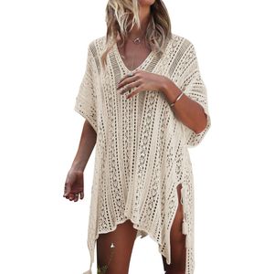 Strandjurkje - Bikini cover up - Gehaakt jurkje - Beach dress - ONE SIZE - Beige