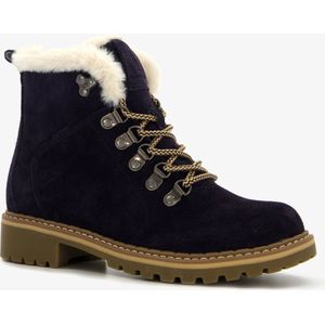 Hush Puppies gevoerde suede dames veterboots navy - Blauw - Echt leer - Maat 36