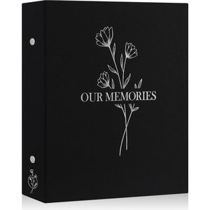 Fotoalbum 10x15 400, linnen OUR MEMORIES insteekalbum voor portretfoto's foto's zwart