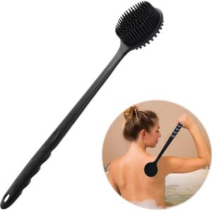 Silicone Body Cleanser voor Douche - Zachte Silicone Rug Rubber - Lange Handgreep Bad Borstel - Dubbelzijdige Douche Borstel voor Scrubben - Silicone Lichaam Scrub Borstel