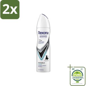 Rexona Women - Deodorant Spray - Advanced Protection Invisible Aqua - Tegen Witte Strepen - 150 ml - Voordeelverpakking - 2 stuks - Rexona deodorant - Anti-transpirant