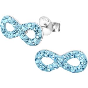 Joy|S - Zilveren Infinity oorbellen - 11 x 5 mm - blauw kristal - oorknoppen