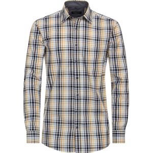 CASA MODA Sport comfort fit overhemd - dobby - geel geruit - Strijkvriendelijk - Boordmaat: 45 - 46