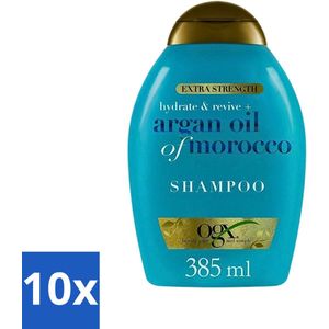 10 x OGX - Argan Oil of Morocco - Shampoo - Extra Sterk - Hydrate & Revive - 385 ml - Glans Shampoo - Argan Oil Of Morocco - OGX Shampoo