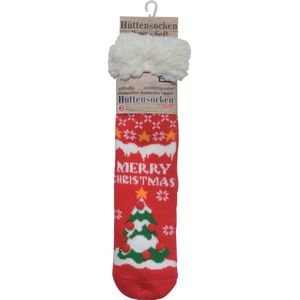 Kerst sokken - Happy Holidays - warme huttensocken mét anti slip - onze size - Sneeuwman