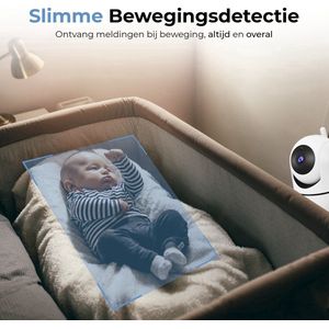 Babyfoon met Camera en App – Baby Monitor – Babyfoon Camera – FULL HD – Gratis App – Wifi – Wit – Met Bewegingsdetectie, Tweewegaudio - Nachtzicht