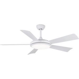 Evolar EVO-CF52MW18 Plafondventilator - Mat Wit - 132 cm - 6 standen - Afstandsbediening -Dimbare LED-verlichting, verstelbaar in kleur - Energiebesparende Zomer- en Winterstand - DC motor, energiezuinig en stil