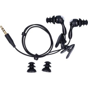 Waterproof Earphones, In-Ear Headphones, Short Cable Headphones, Ergonomic Design, Plug And Play, with Two Mounting Clips for Surfing, Running, Underwater Music (Black)
