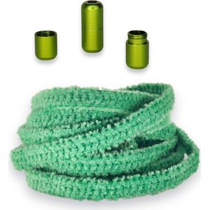 Agletless® Groene Fluffy Elastische veters zonder strikken - Plat - Bespaar tijd & geld - one-size-fits-all