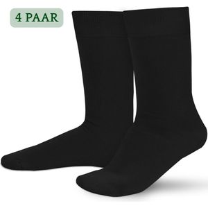 Hipperboo® 4 Paar Bamboe Sokken - Maat 35-38 - Zwart - Dames Sokken - Bamboe Kousen