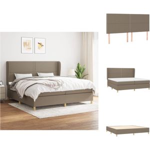 vidaXL Boxspringbed - Comfort - Bed - 203 x 203 x 118/128 cm - Taupe stof - larikshout - Bed
