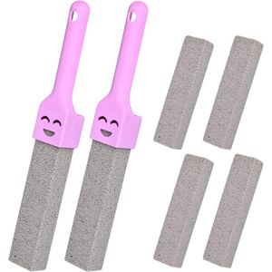 6-pack puimsteen toiletborstel met dubbele handgreep voor universele reiniging in badkamers, keukens en zwembaden